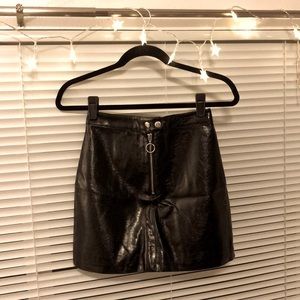 H&M Black Leather Mini Skirt, Size 0